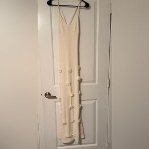 Cream Dress with Floral Accents